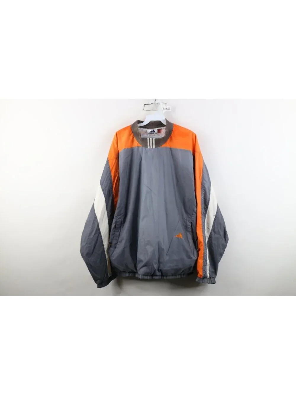 Vintage 90s Adidas Mens Large Sun Faded Color Block Mock Neck Windbreaker Jacket